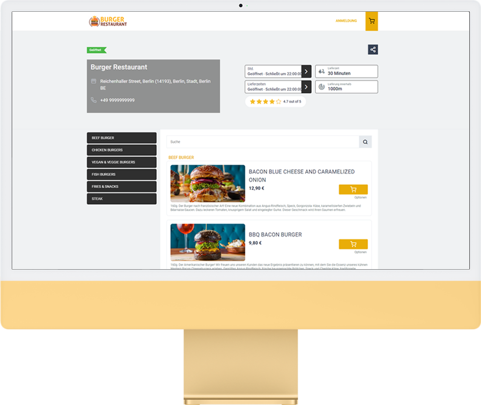 Yellow burger theme — web
