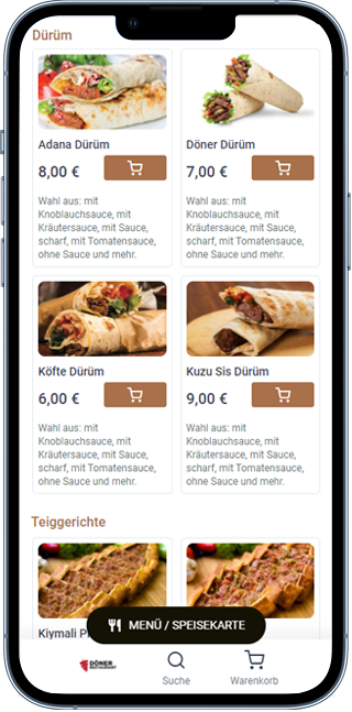 Brown döner theme — mobile