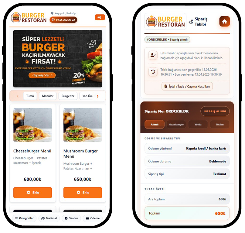 Burger ordering — mobile