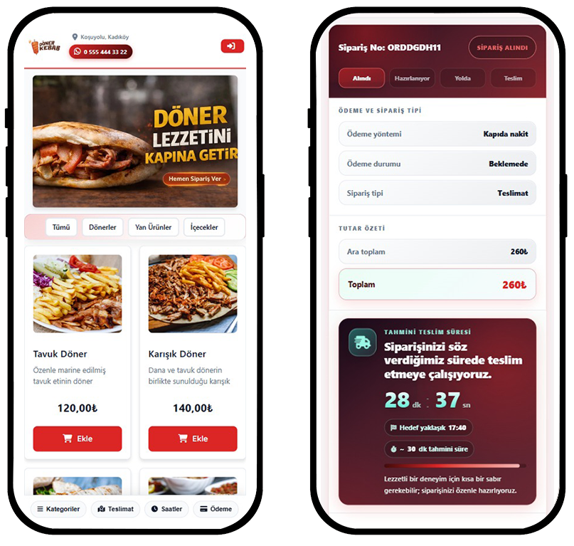 Döner restaurant ordering — mobile