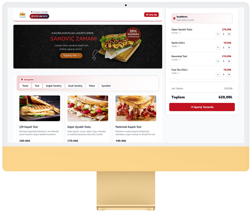 Toast & sandwich ordering — desktop