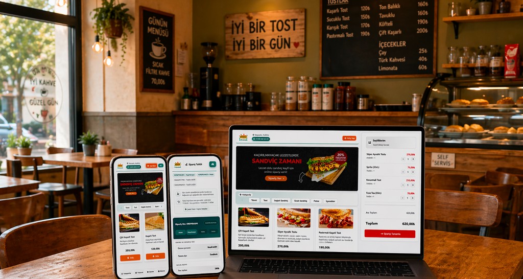 Toast and sandwich shop ordering on tablet and phone