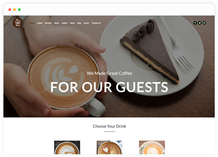 Cafe restoran web sitesi örneği
